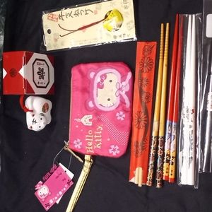 Hello Kitty Wristlet / Asian Themed Decor Lot